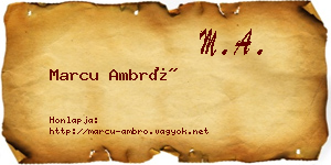 Marcu Ambró névjegykártya
